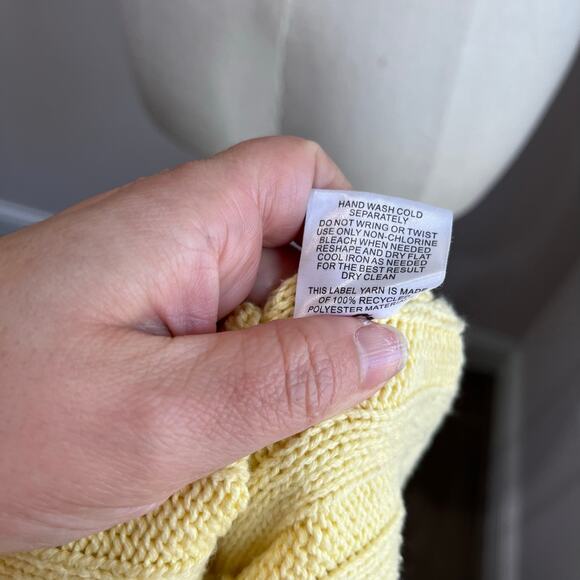 Hippie Rose Ribbed Sweater Size L Yellow Collared Preppy Knit Pullover - Picture 5 of 7